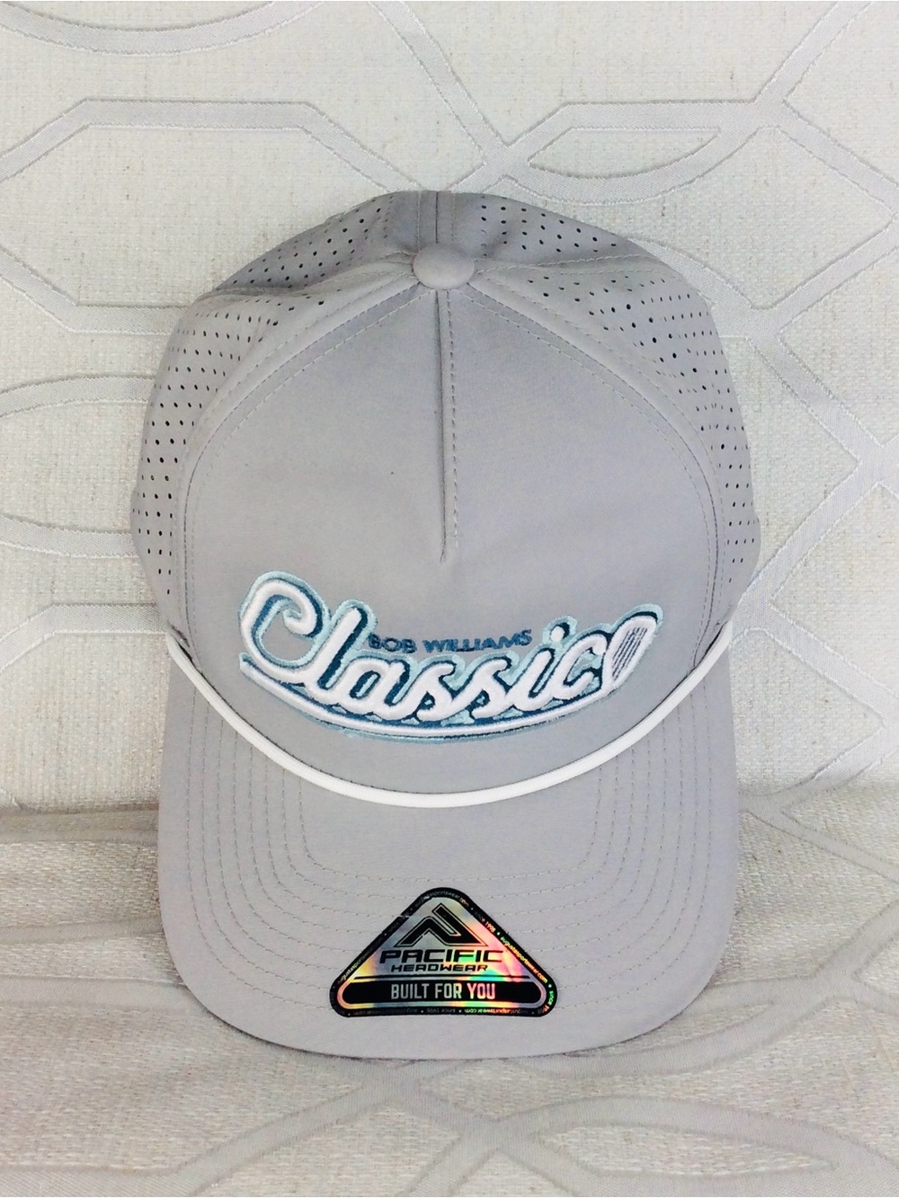 Classic' Bob Williams Golf SnapBack Cap - Light Gray White Trim